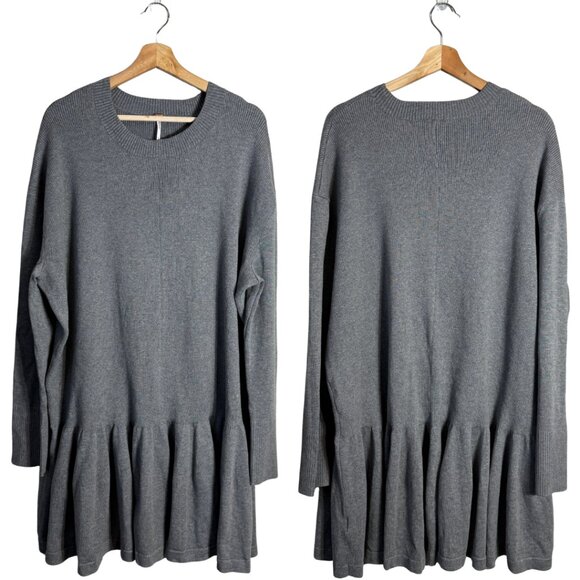 Free People Time On My Side Sweater Mini Dress Women XL Gray Knit Drop Waist NWT - Picture 4 of 16